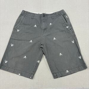Old Navy Men's Embroidered Skull & Crossbones Shorts Grey Size 32 Grunge Y2K 90s